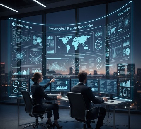 Profissionais analisando dados financeiros em telas